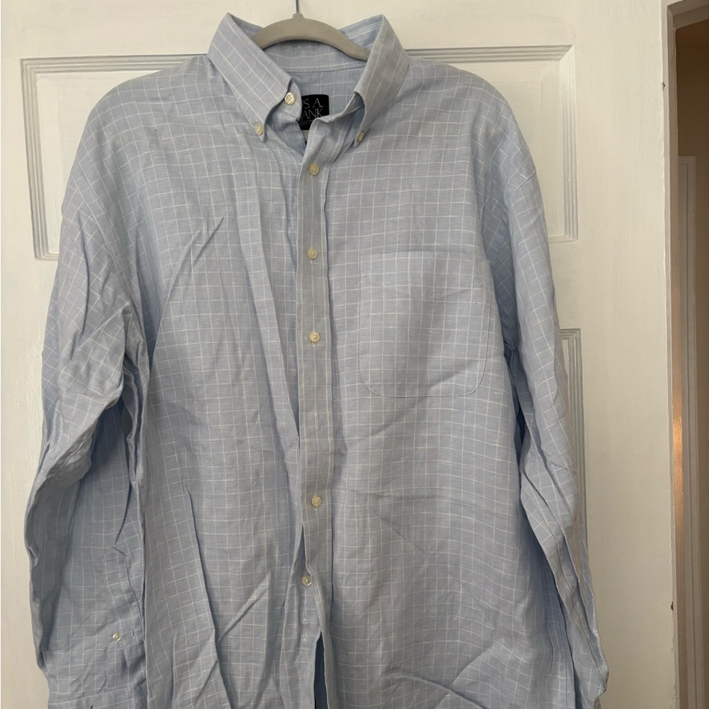 Jos. A. Banks Men's Light Blue Checkered Shirt